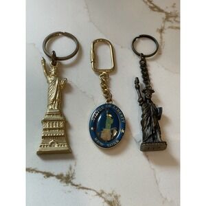 Vintage Statue of Liberty Keychains Lot‎ of 3 Metal Charms NYC USA Souvenir
